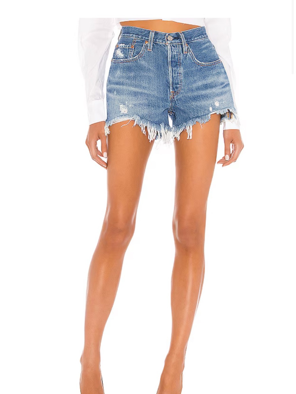 Levi’s High-Waist Distressed Denim Shorts - 501